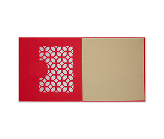 Greeting card style laser cut invite in red & golden