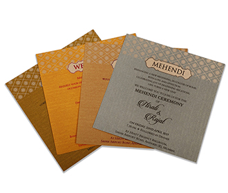 Grey colour modern Indian wedding card with flower pattern