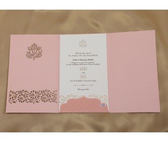 Hindu Ganesha Pink colored wedding invite