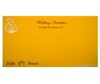 Hindu Invite in Yellow and golden with Ganesha symbol