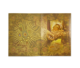 Hindu wedding card decorated with images of jewels