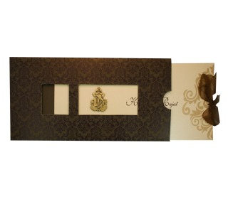 Hindu Wedding Card Design in Brown with Pull out Inserts