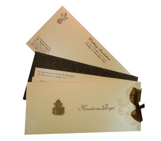 Hindu Wedding Card Design in Brown with Pull out Inserts