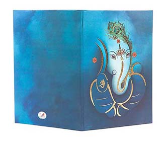 Hindu Wedding Card in Blue with Radha Krishna Rasleela images
