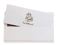 Hindu Wedding Card in Elegant White and Golden Colour