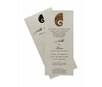 Hindu Wedding Card in Ivory with a Pull out insert