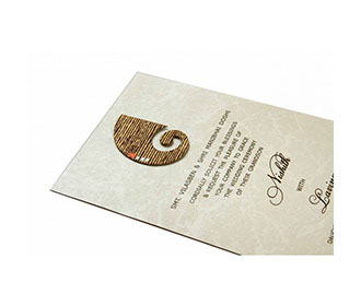Hindu Wedding Card in Ivory with a Pull out insert