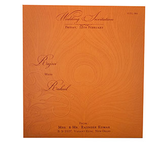 Hindu Wedding Card with a Peacocks and Decorated Flute