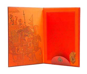 Hindu wedding Card with Ganesha Design in Shades of orange