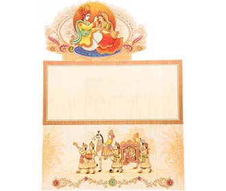 Hindu Wedding Card with God Images and Wedding Procession.