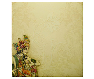 Hindu Wedding Card with Radha Krishna Images