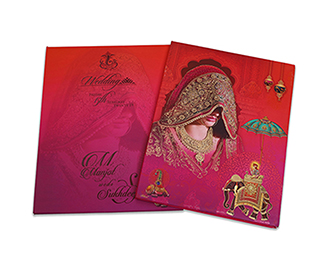 Hindu wedding invitation for in red color bride side