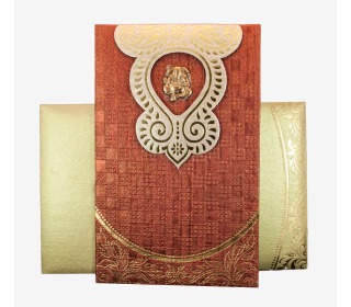 Hindu Wedding Invitation in Handmade paper with Ganesha Symbol