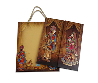 Hindu wedding invitation with Dulha Dulhand, Sangeet & Jaimala images