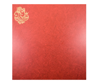Hindu Wedding invite in Cream and textured Red paper with golden Ganesha
