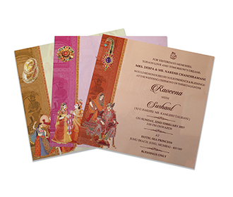 Indian Royal theme wedding invite in beige colour