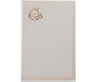 Indian Wedding card in cream with golden Ganesha design