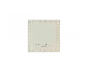 Indian Wedding Card in Cream with Motifs in Self & Golden Color