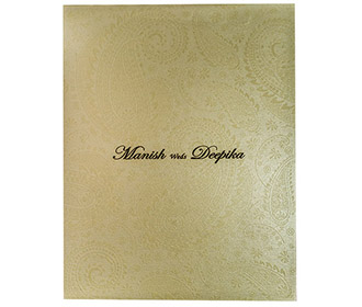 Indian wedding card in Cream with Paisley design in self