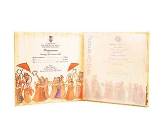 Indian wedding Card in Cream with Traditional Wedding Images