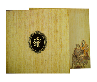 Indian wedding Card in Cream with Traditional Wedding Images