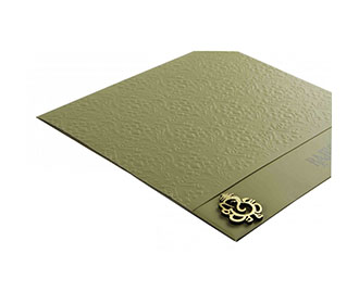 Indian Wedding Card in Olive Green with Laser cut Ganesha