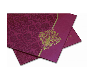 Indian Wedding Card in Pink with Gate fold & Golden Motifs