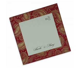 Indian Wedding Card in Red with Traditional Paisley Designs