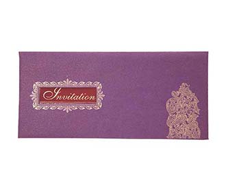 Indian wedding Card in Purple & Maroon with rangoli patterns