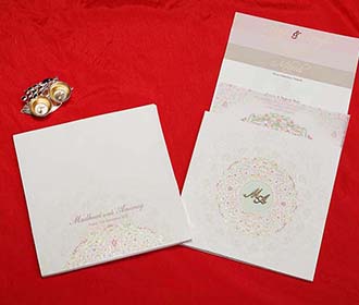 Indian Wedding Card in Self Floral Design