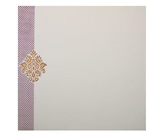 Indian Wedding Card in Square in Purple with Golden Motifs
