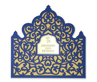 Indian wedding card in the shape of a temple or a shrine