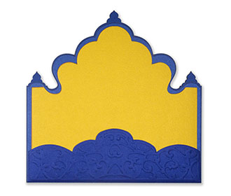 Indian wedding card in the shape of a temple or a shrine