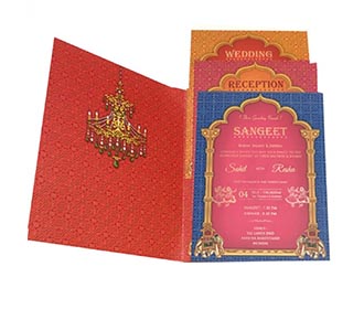Indian wedding card in vibrant colours and royal elephants