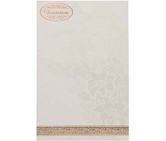 Indian wedding card in white with floral pattern