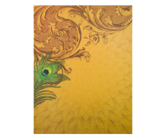 Indian wedding card in yellow with peacock designs
