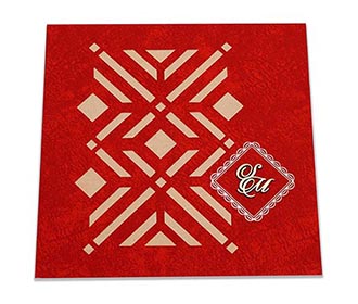 Indian wedding card with laser cut Geometric pattern in red - 