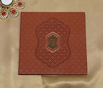 Indian Wedding Invitation Card in Brick Red Colour