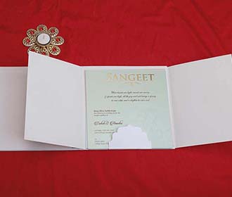 Indian Wedding Invitation Card in Ivory with Royal Elephants