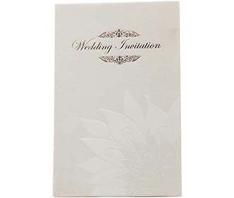 Indian wedding invitation in cream and white floral pattern