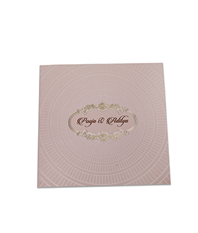 Indian wedding invitation in geometrical design in pastel pink colour