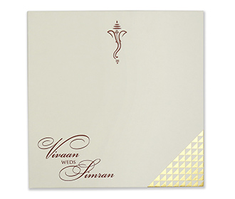 Indian wedding invitation in Ivory with geometric patterns