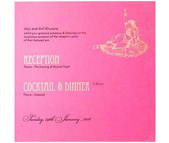 Indian Wedding Invitation in Ivory with Multi-color Leafs