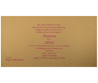 Indian Wedding Invitation in Pink with Motifs in Golden
