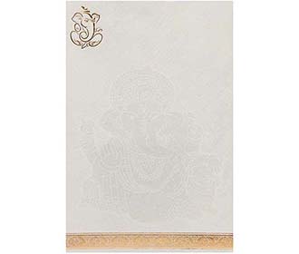 Indian wedding Invitation in white with Golden Ganesha design