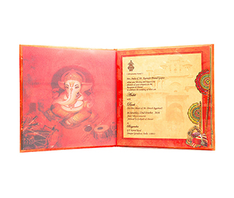 Indian Wedding invitation with images of a Royal Palace