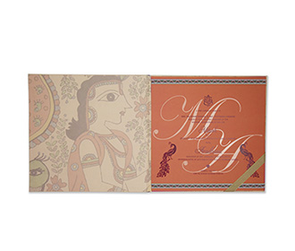 Indian wedding invitation with Madhubani paintings