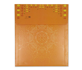 Indian wedding Invitation with marigold flowers and parrots