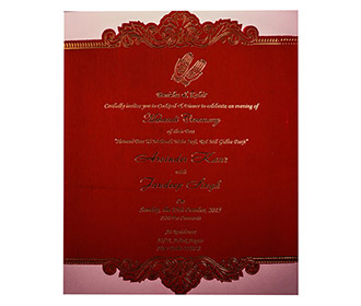 Indian Wedding Invite in Pink with motifs in Golden