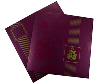 Indian Wedding Invite in Purple with Floral Patterns